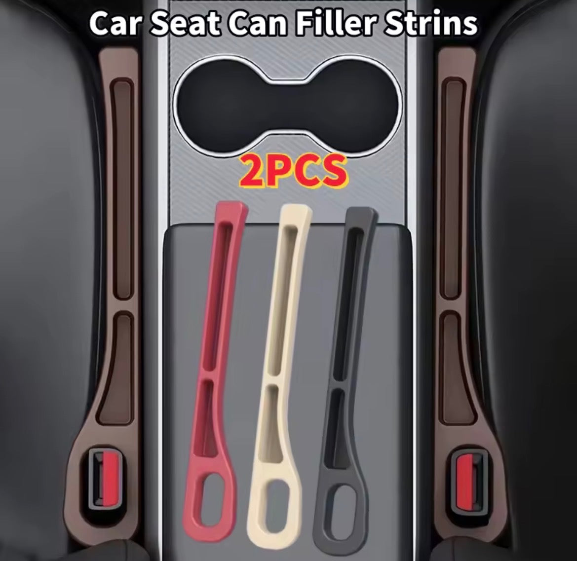 2pcs Pair Universal Car Seat Gap Plug Strip Side Stream Car Gap Filler W/ Built In Storage Organizer