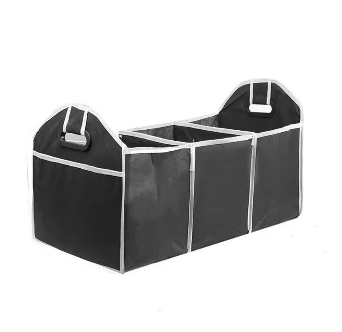 Universal Car Trunk Organizer – Portable Foldable Waterproof Storage Bag with 3 Compartments for SUV, Truck, Van & Sedan