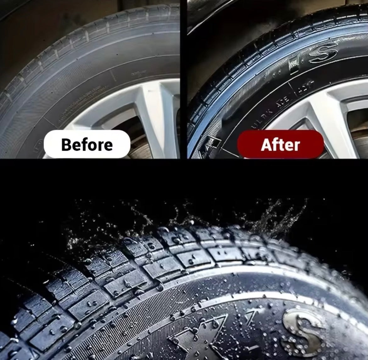 KJM Black Shiny Tire Wax – Durable Long-Lasting Tire Protection, Crack Prevention & Whitening for All Tires