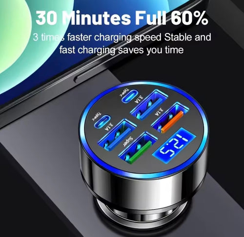 350W USB Car Charger – PD & QC 3.0 USB-C Fast Charging Adapter for iPhone, Samsung, Huawei & Xiaomi