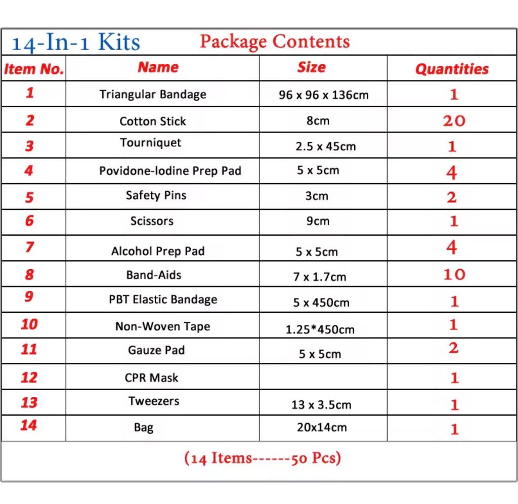 50pcs Portable First Aid Kit – Red Emergency Kit for Car, Home, Family, Travel & Outdoor Medical Treatment