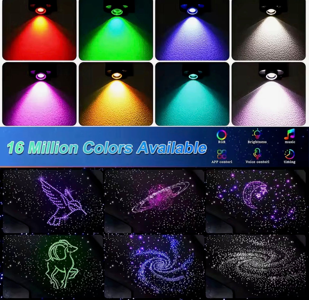 Car Starry Sky Fiber Optic Ceiling Light – 16W RGB 8 Colors Music Control Atmosphere Lamp for Car & Home